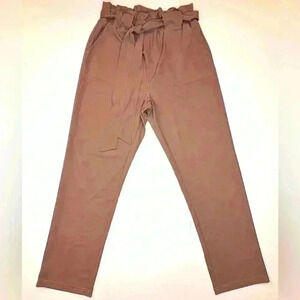 Kate Kasin Womens Paperbag Waist Slant Pocket Belted Pants Size M